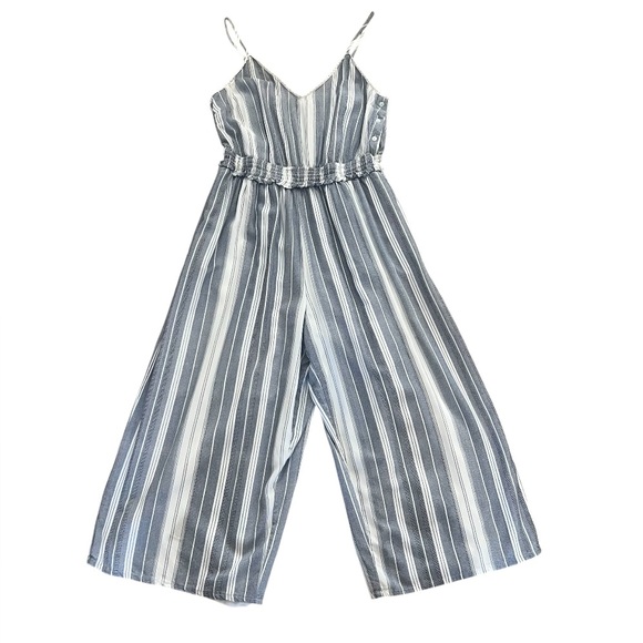 Pants - Marisol Stripped Cropped Jumpsuit Wide Leg Line Romper